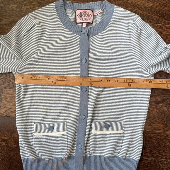 Vintage Juicy Couture Blue/White Cardigan Cashmere Blend-Small - Picture 7 of 10